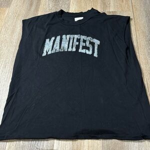 Vintage Souls Oversized Rhinestone Manifest Cut Off Tank